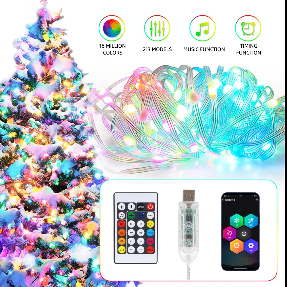 

Christmas Fairy Light Led APP RGB 10M LED Strip Decoration Festoon Street Garland Indoor Outdoor Wedding New Year Atmosphere Led