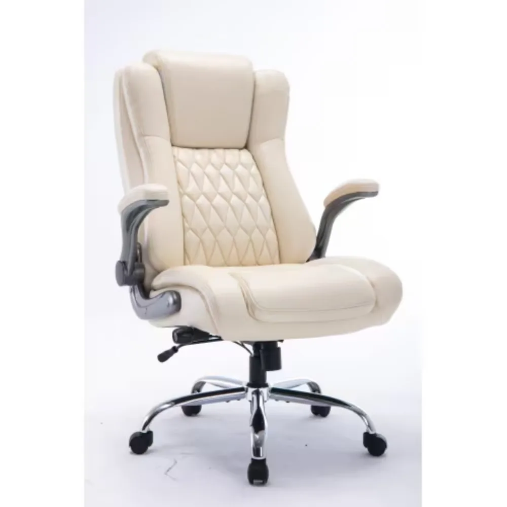 Silla de oficina con respaldo alto y reposacabezas de elevación, soporte Lumbar incorporado ajustable, brazos abatibles, silla de escritorio giratoria acolchada gruesa