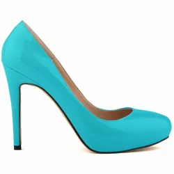 Women Pumps Sexy 11cm Platform Fashion Patent Leather Round Toe High Heels Shallow Lady Office Party Wedding Shoes Large Size 43