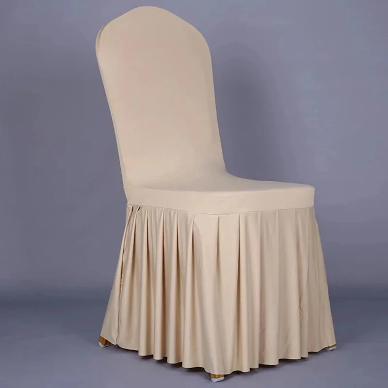 LORIE Thick Elastic Pleated Skirt Dining Chair Cover Wedding Hotel Banquet Household Universal Skirt Side Chair Cover Customized