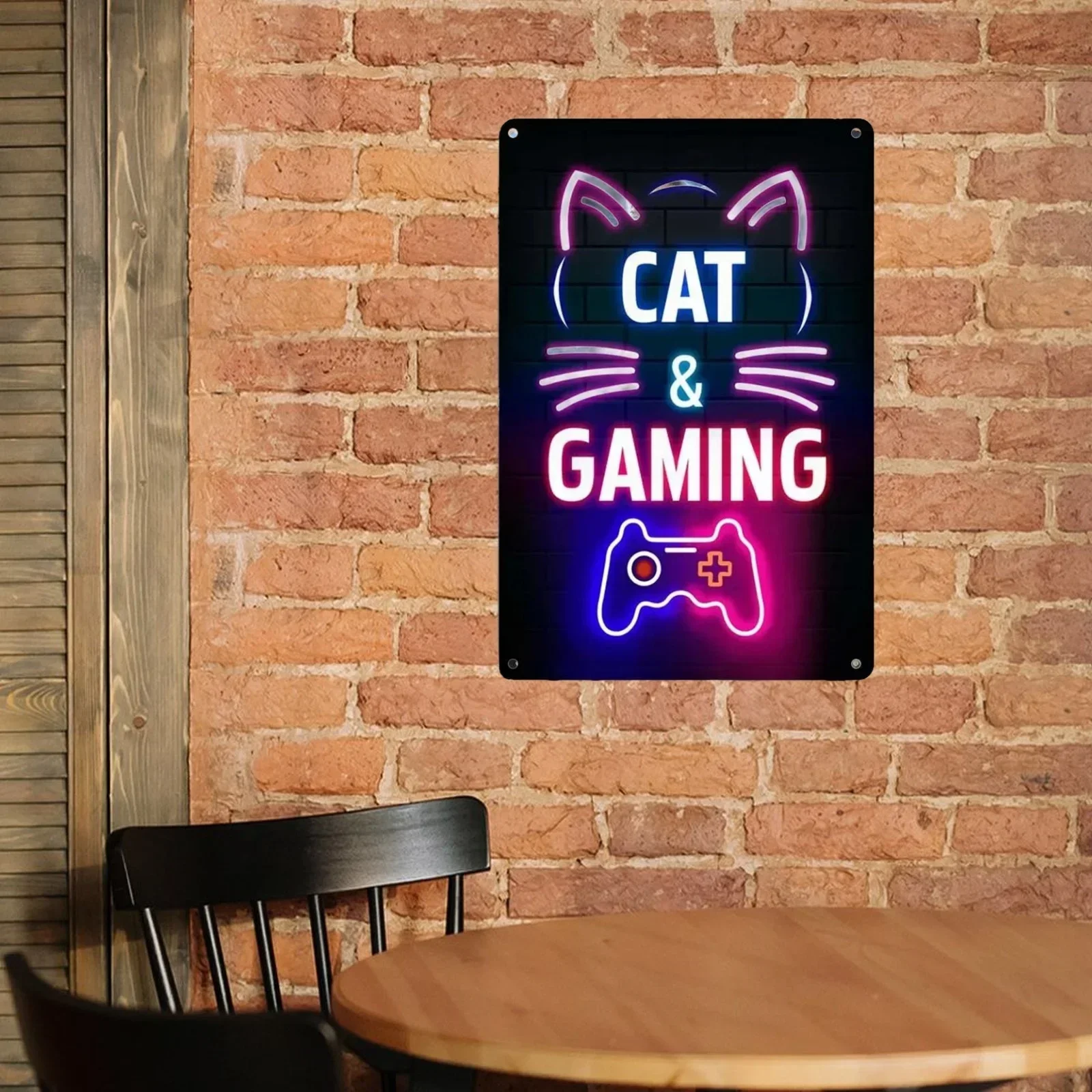 Funny Neon Cats Gaming Metal Tin Sign Plaque Gaming Zone Retro Decorative Plates For Club Man Cave Bar Pub Hotel Cafe Wall Decor