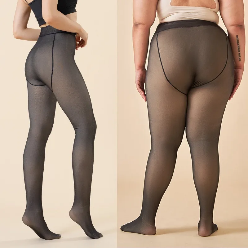 

Thicken Warm Tights For Women Winter Thermal Stockings Leggings Sexy Translucent Fleece Velvet Tights Pantyhose Female Pants