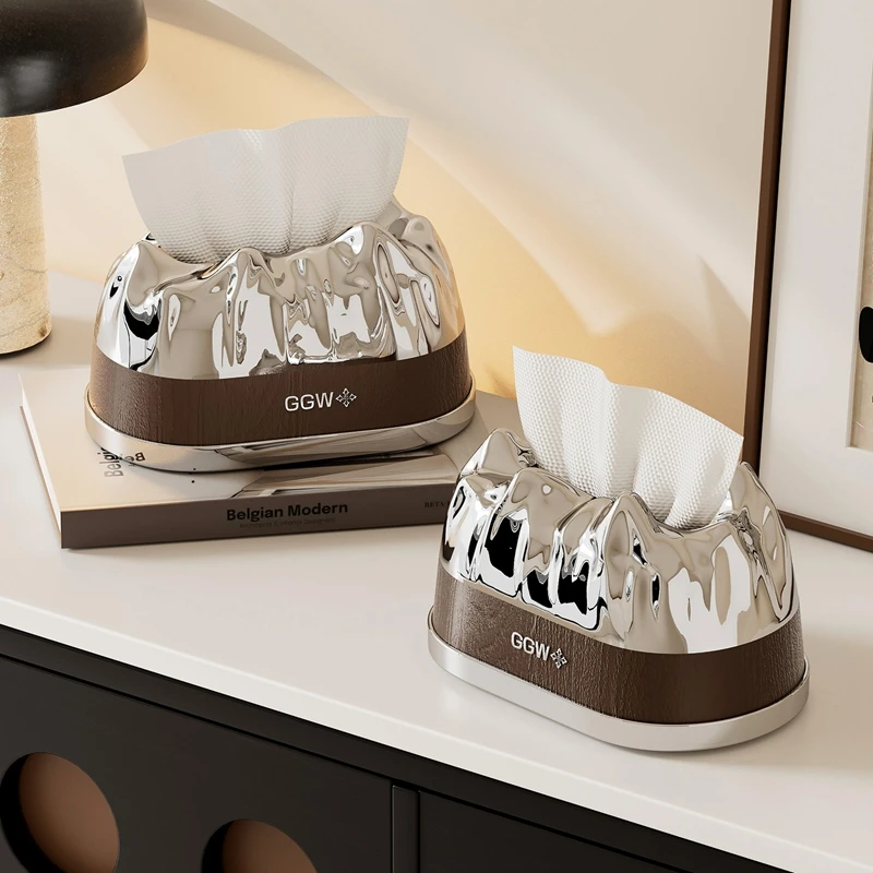 UFORU 1Pc Mountain Shape Tissue Box Spring Loaded Napkin Dispenser Desktop Holder For Living Room Bedroom Bathroom Home Decor