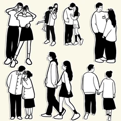 30 pcs Retro black and white couple for phone car Label Decorative Stationery Stickers Scrapbooking DIY Diary Album toy Sticker