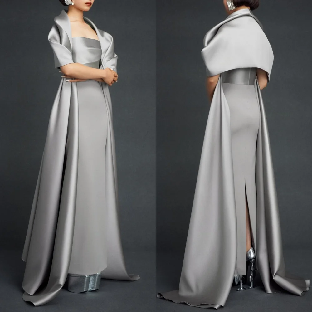 

Customized High Quality Classic Charmeuse Pleat Straight Strapless Long Dresses Bespoke Occasion Dresses Modern Style Formal