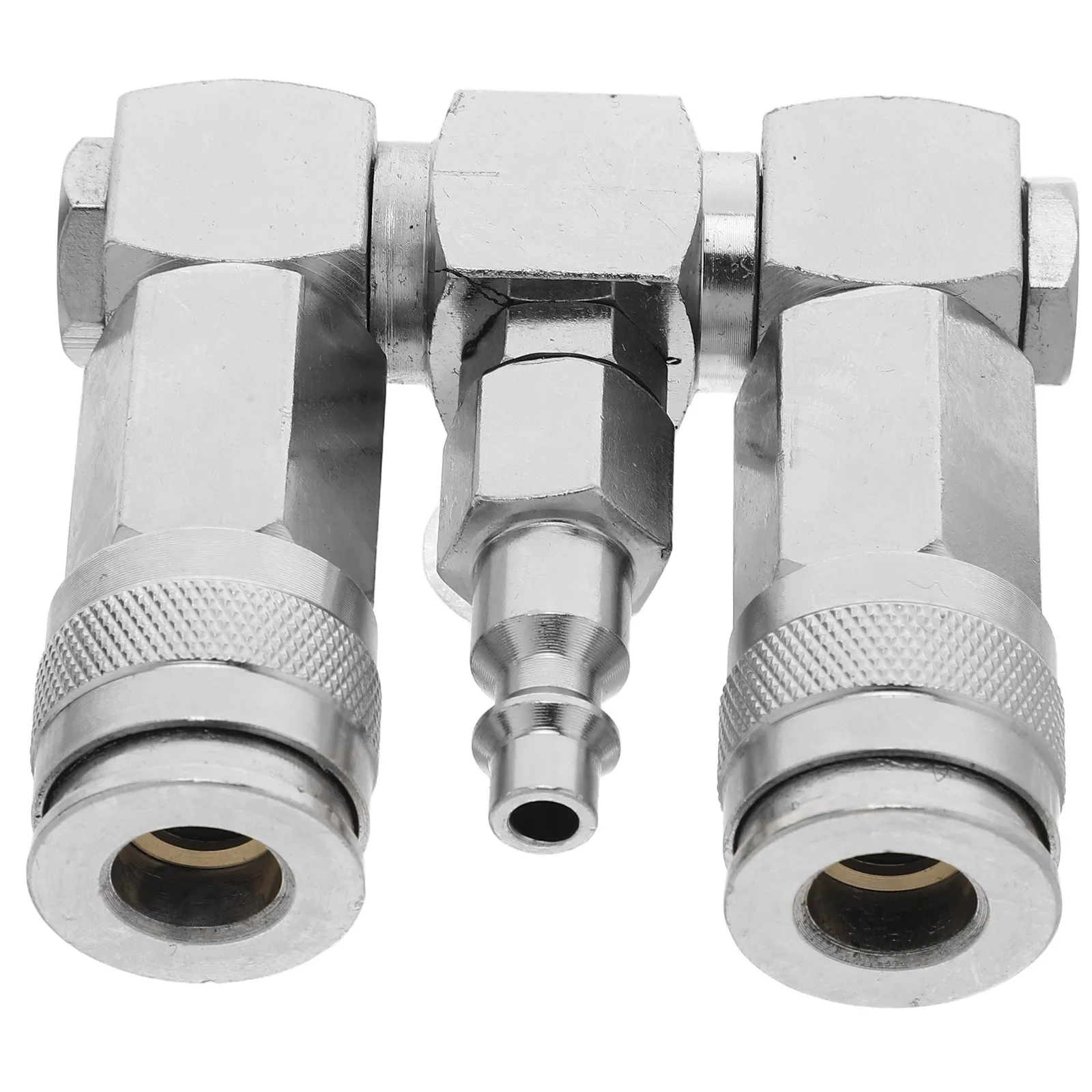 Industrial Grade 360 Degree Swivel Air Fitting 2 Way Quick Connect Manifold for Air Compressor Heavy Duty Pneumatic Hose