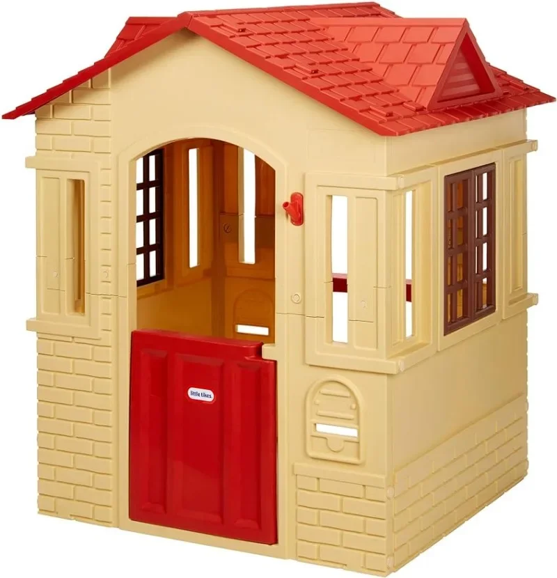 Little Tikes Cape Cottage Playhouse with Working Door, Windows, and Shutters - Tan, Toddlers Ages 2+ Years