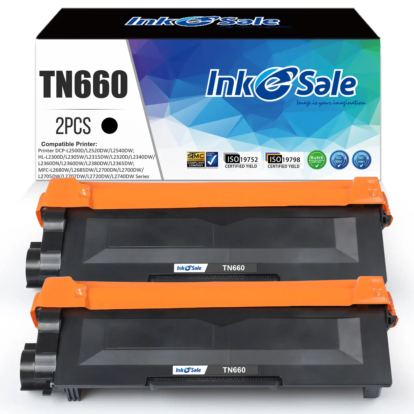 2PK TN630 Toner Compatible for Brother HL-L2300D L2320D L2340DW HL-L2380DW TN660