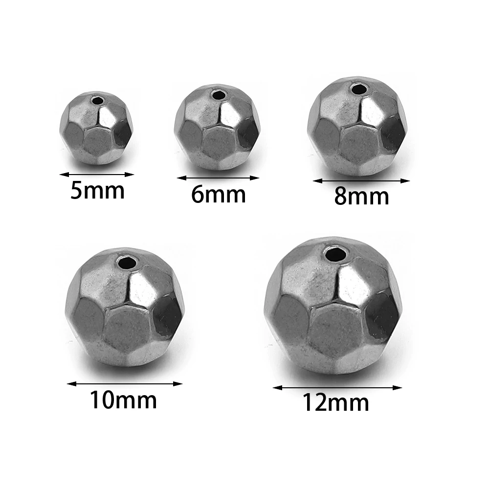 50-200pcs CCB Faceted Beads Gun Black Round Loose Spacer Beads For Jewelry Making DIY Handmade Bracelets Necklace Accessories