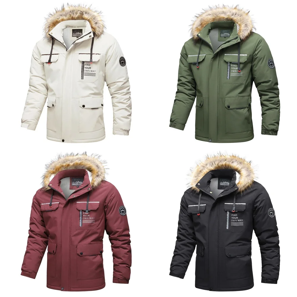 

Windbreaker Jacket Men's Windbreaker Jacket Casual Print Hooded Waterproof Coat Breathable Mid Length Outdoor Wear