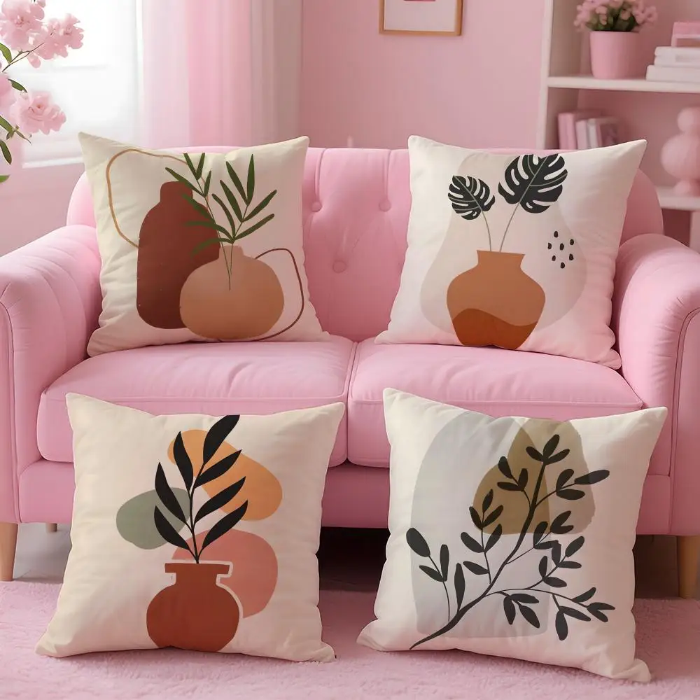 Warm color vase modern and simple Cushion Cover Pillow Case Soft Friendly Fabric & Concealed Zipper