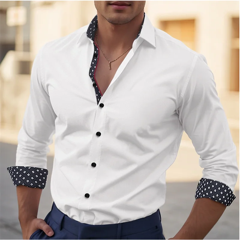 Camisa de manga larga con botones para hombre, Tops de color rosa, ropa de vacaciones diaria, informal, cómoda, elegante, talla grande, S-6XL, 2024