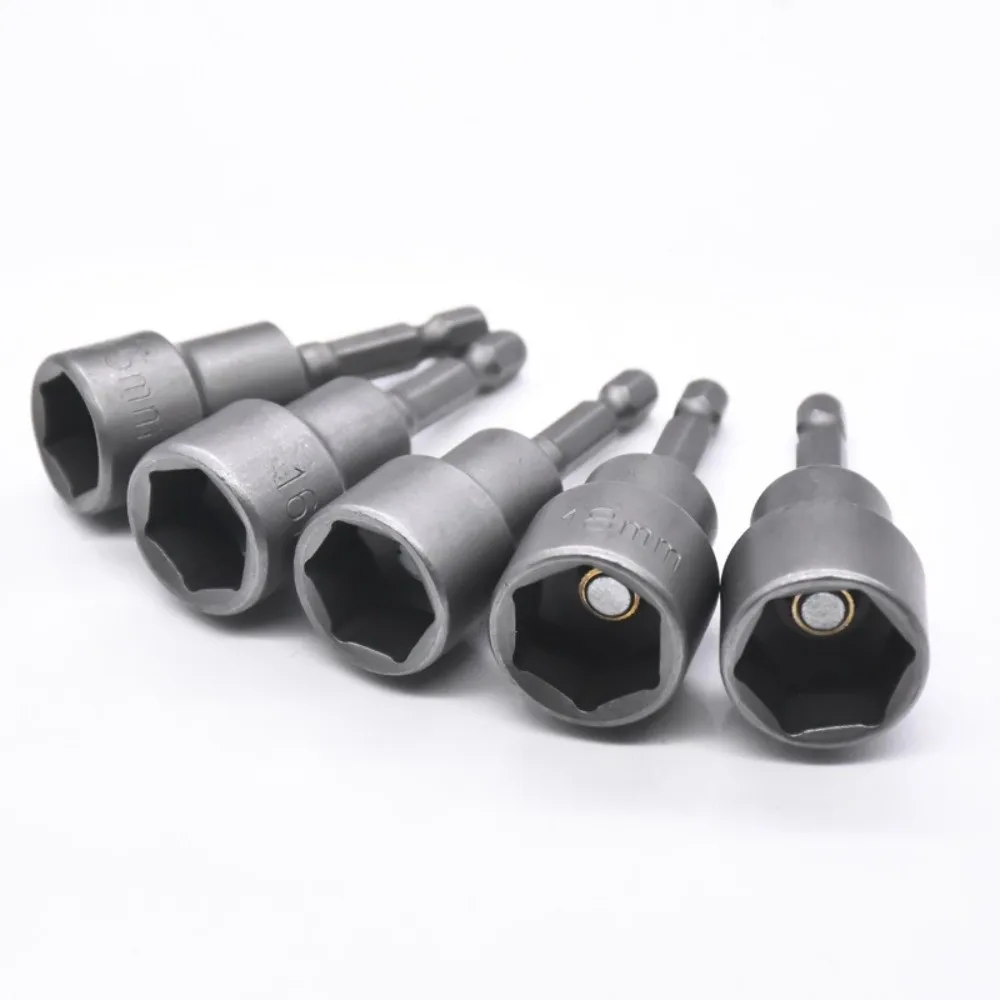 Magnetic Tip Impact Socket Set 6-19mm Range 1/4 Inch Hex Shank Power Drill Bit Adapter Hexagonal Design Bolt Driver