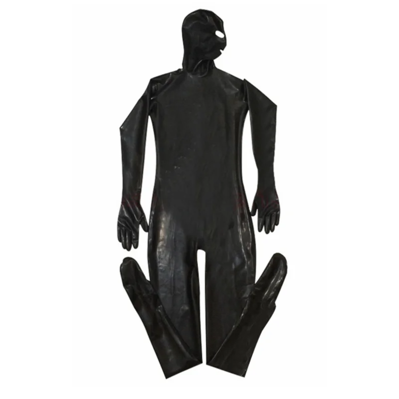 Men\'s Stretch PVC Bodysuit With Penis Sleeves Sexy Open Eye PVC Wetlook Leather Latex Catsuit Hot Erotic Gay Fetish Wear Costume