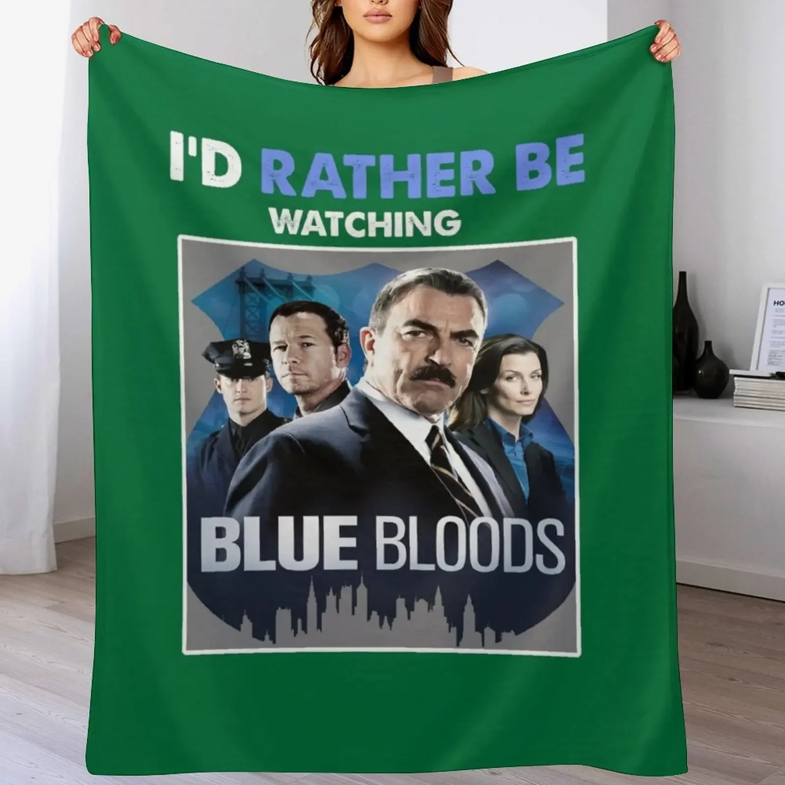 I'd Rather Be Watching Blue Bloods Gift Tee Basic Novelty Tees Graphics black Throw Blanket Baby Warm Blankets