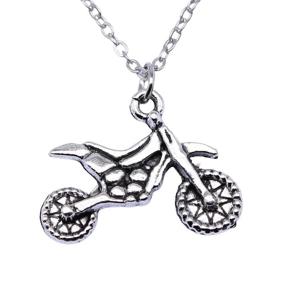 Simple Classic Fashion 22x17mm Antique Silver Color Motorcycle Pendant Girl Women Short Chain Necklaces Choker Necklace