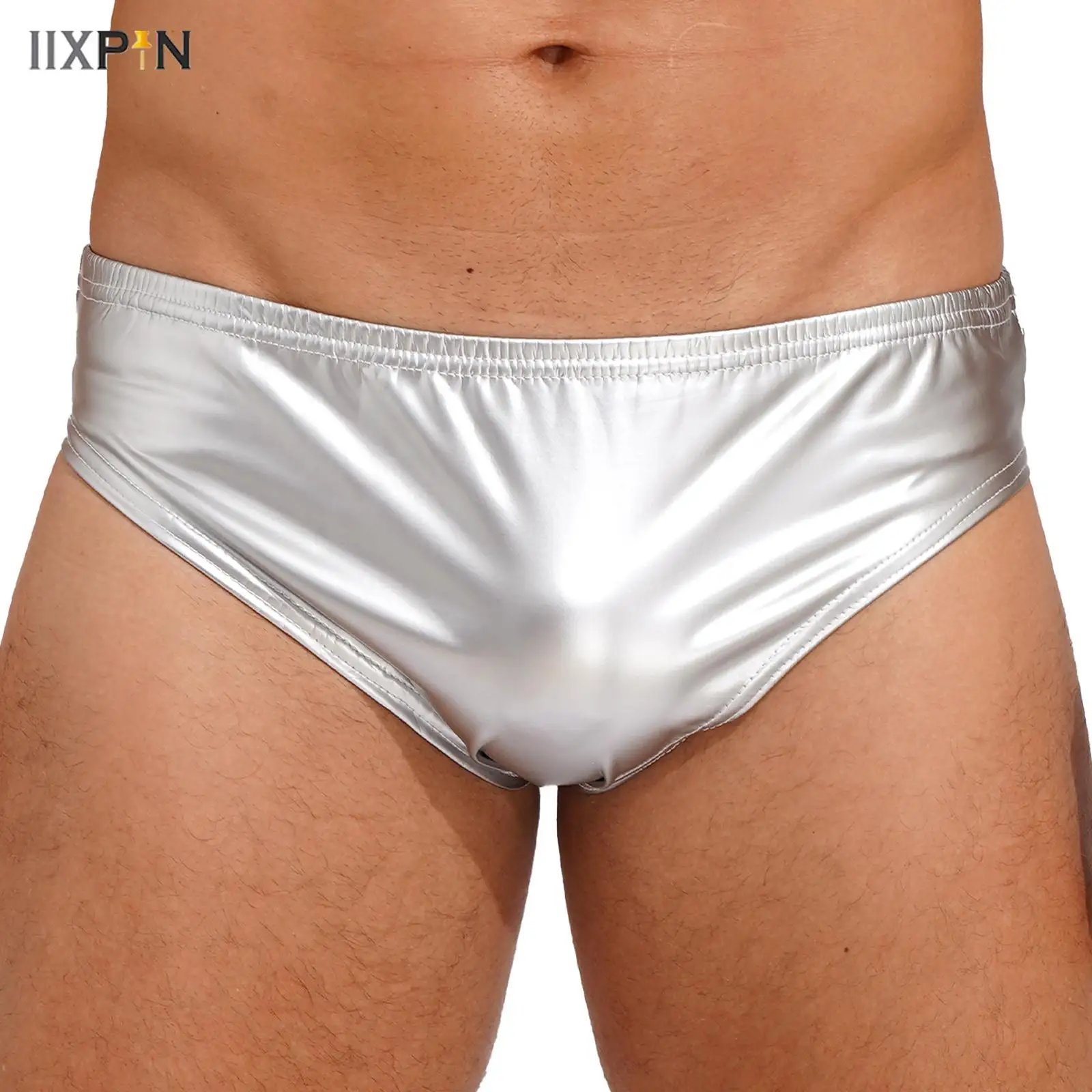 

Mens Wet Look Patent Leather Briefs Underwear Latex Panties Club Pole Dancing Performance Costume Elastic Waistband Underpants