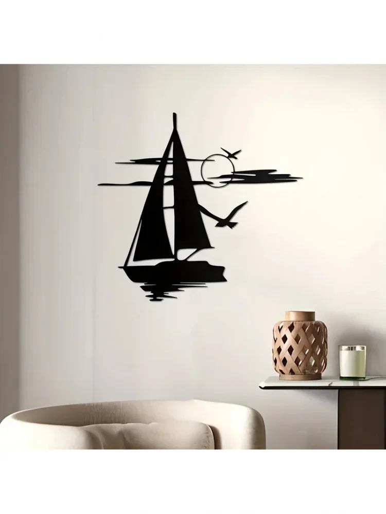 1 pièce, décoration murale élégante en fer, voilier en métal, pour salon, chambre à coucher, salle à manger, bureau - Idée cadeau unique