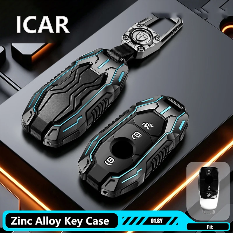 Mecha Style Zinc Alloy For Mercedes Benz GLC CLA W177 W205 W213 W222 CLE GLB X167 AMG A C E Class Remote Car Key Case Cover Fob