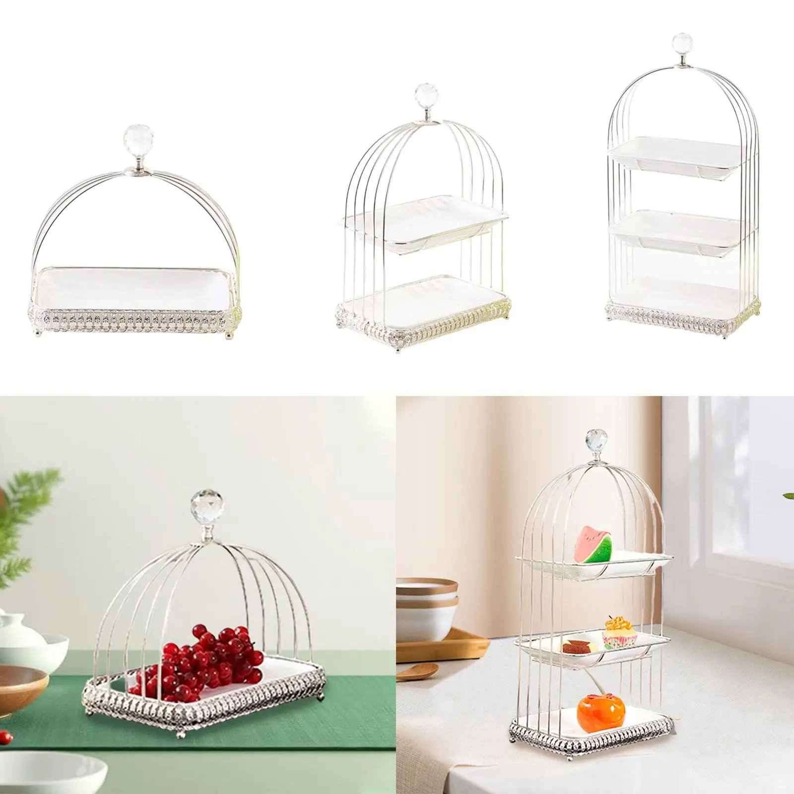 

Cake Stand Serving Platter Decorative Portable Bird Cage Cupcake Stand for