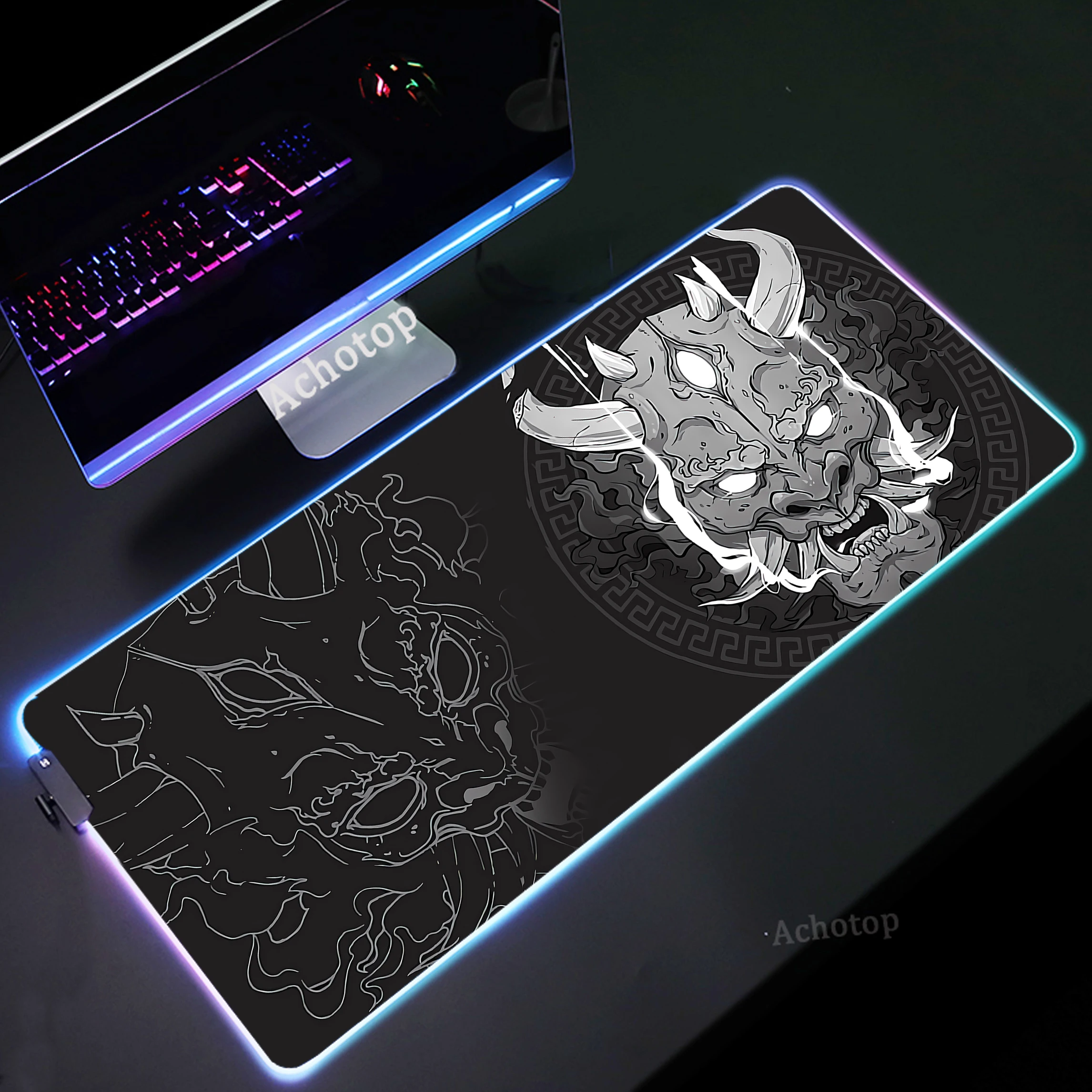 

Large RGB Mousepad XXL 900x400 Oni LED Luminous Mousemat Computer Keyboard Deskmat Gamer Game Mouse Pad Desk Extended Mouse Mats