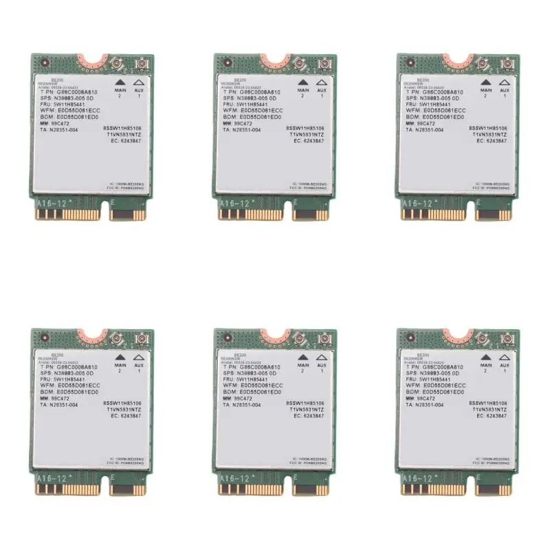 6Pack X(WiFi 7 BE200 Wireless Network Card BT5.4 Wifi Card BE200NGW 2.4/5/6GHz 5.8 Gbps M.2 Adapter for PC Laptop