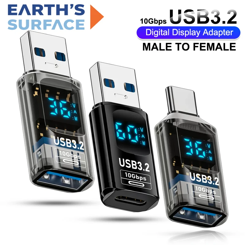 10Gbps USB3.2 Digital Display Adapter USB A zu Typ C 60W Schnellladung Datenübertragungskonverter Stecker auf Buchse für Computer Laptop