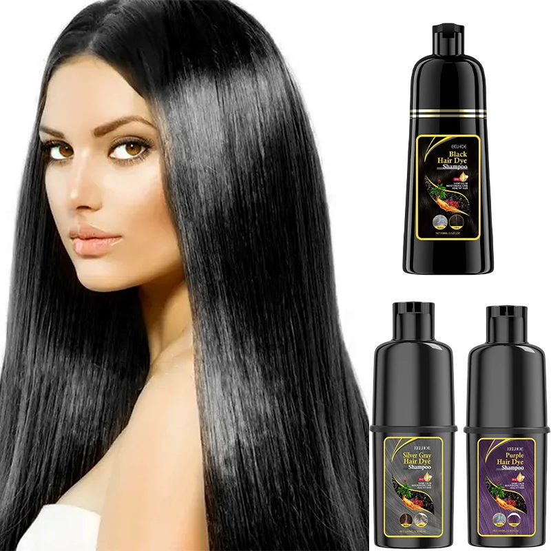 New Hair Dye Shampoo 3 in1 Darkening Hair Shampoo Cover Grey Hair Morocco Argan Oil Essence Natural Colorng Cover Purple Shampoo