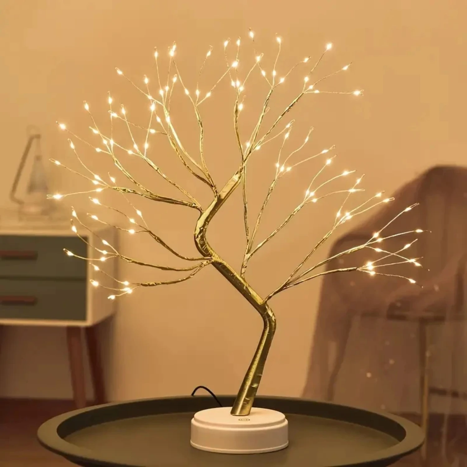 36/108 Led Night Light Table Bonsai Tree Lamp Touch Switch Copper Wire Table Lights For Bedroom  Christmas Decoration