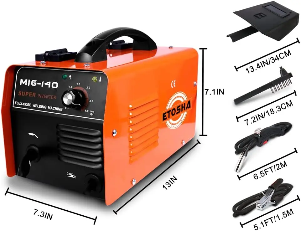 Soldador MIG de 140 amperios, máquina de soldadura sin gas con inversor IGBT, soldador automático de alimentación de alambre, AC 110V