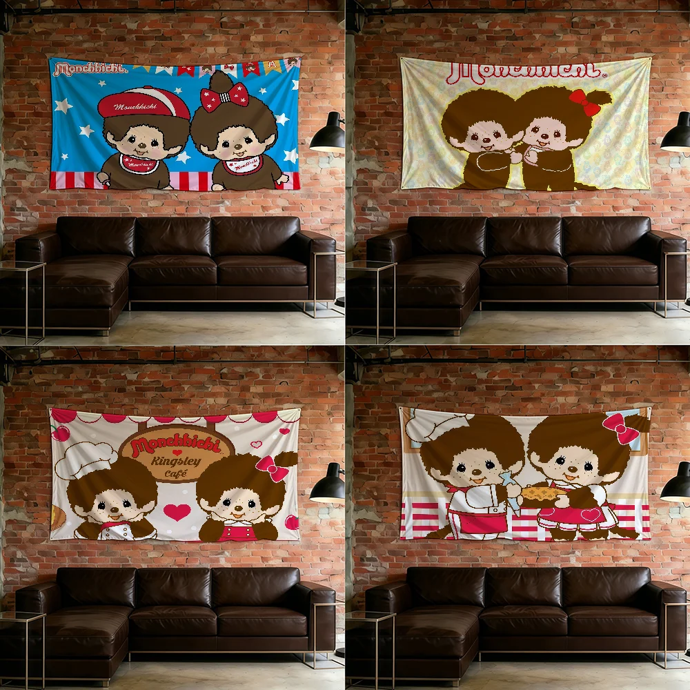 Cartoon Anime M-Monchhichi-ES flag For Room Dorm Camping Picnic Art Style Garage Bar wall Decoration Banner