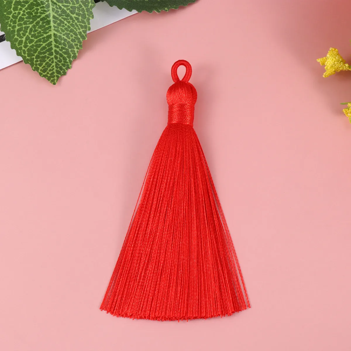 20Pcs Ice Silk Tassel Earrings Accessories Long Straight Dangler Pendant for DIY Keychain Bracelet Earring Jewelry Gift Red