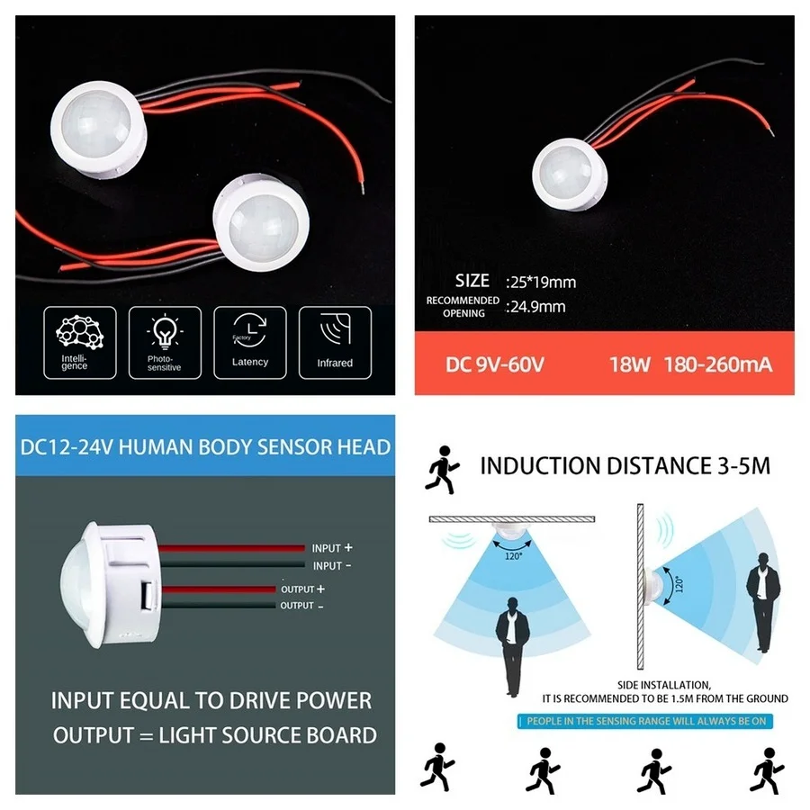 Muunnn 220V 110V rilevatore di sensori PIR Smart Switch LED PIR sensore di movimento a infrarossi rilevamento sensore automatico interruttore della