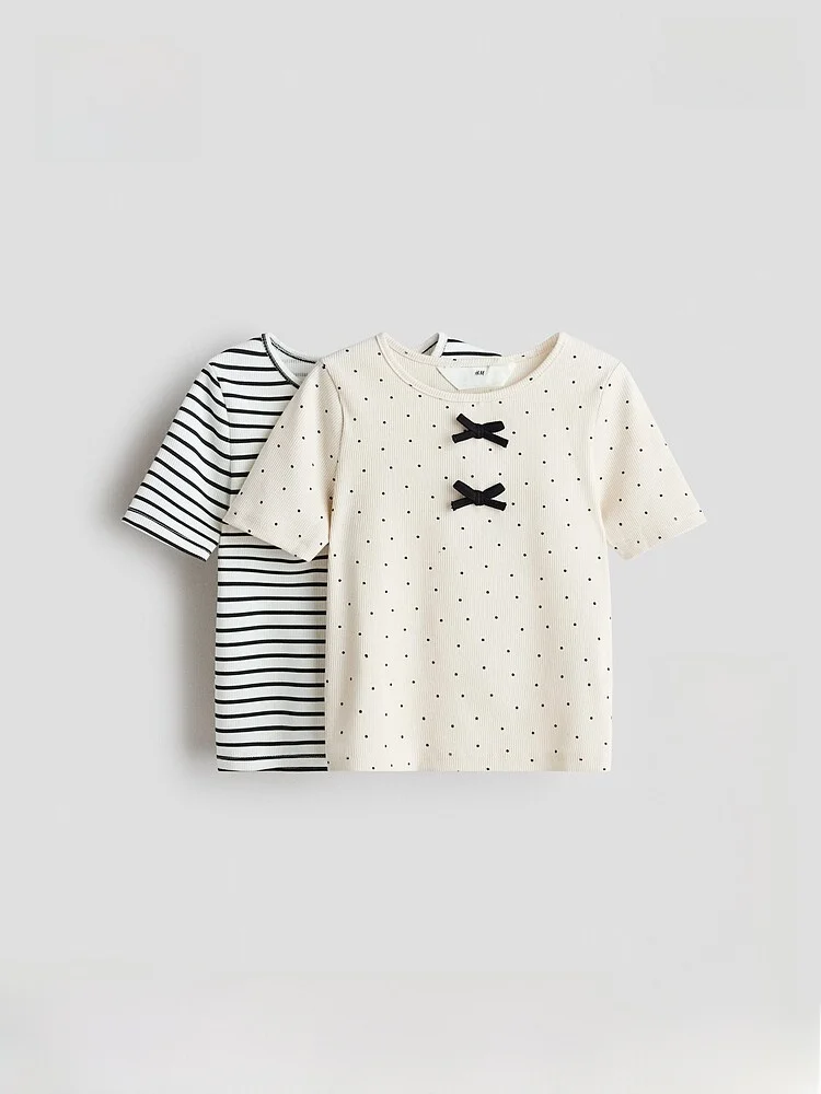 summer-new-children's-cotton-ribbed-t-shirt-2-piece-set-girls'-clothing-short-sleeve-comfortable-breathable-eco-friendly
