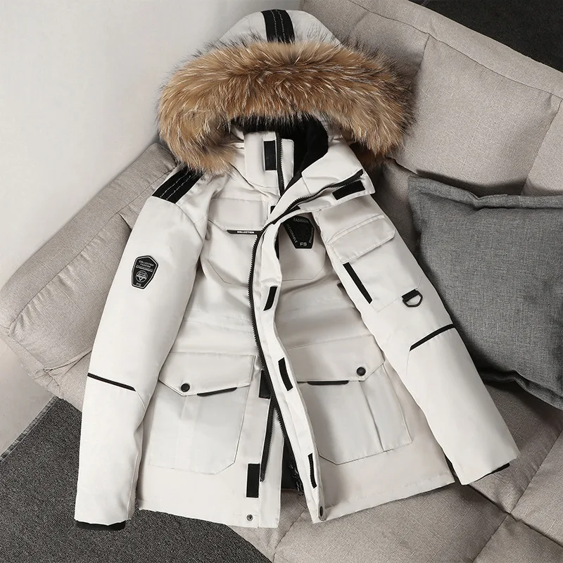 Winter New Men's Solid Color Duck Down Coat Men's Warm and Thick Cold Resistant Jacket, Men's Casual and Loose Versatile Jacket
