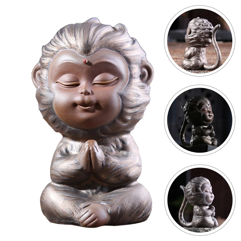 

1Pcs Sun Wukong Tea Pet Classic Purple Clay Pottery Monkey Decoration for Home Office Indoor Outdoor Desktop Ornament