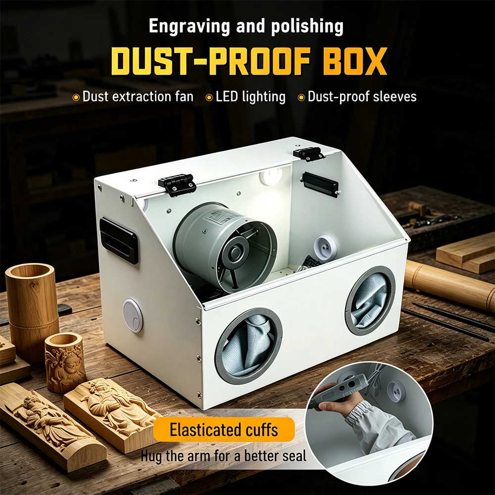 TUNGFULL Dust Cover Dust Metal Dustproof Grinding Dust Box Dust Protection Cabinet for Grinding Machine Carving Polishing
