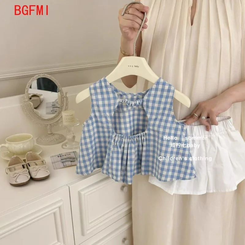 Girls' suit Children's clothing New summer shorts Two-piece set Baby vest Children's foreign style sleeveless suit