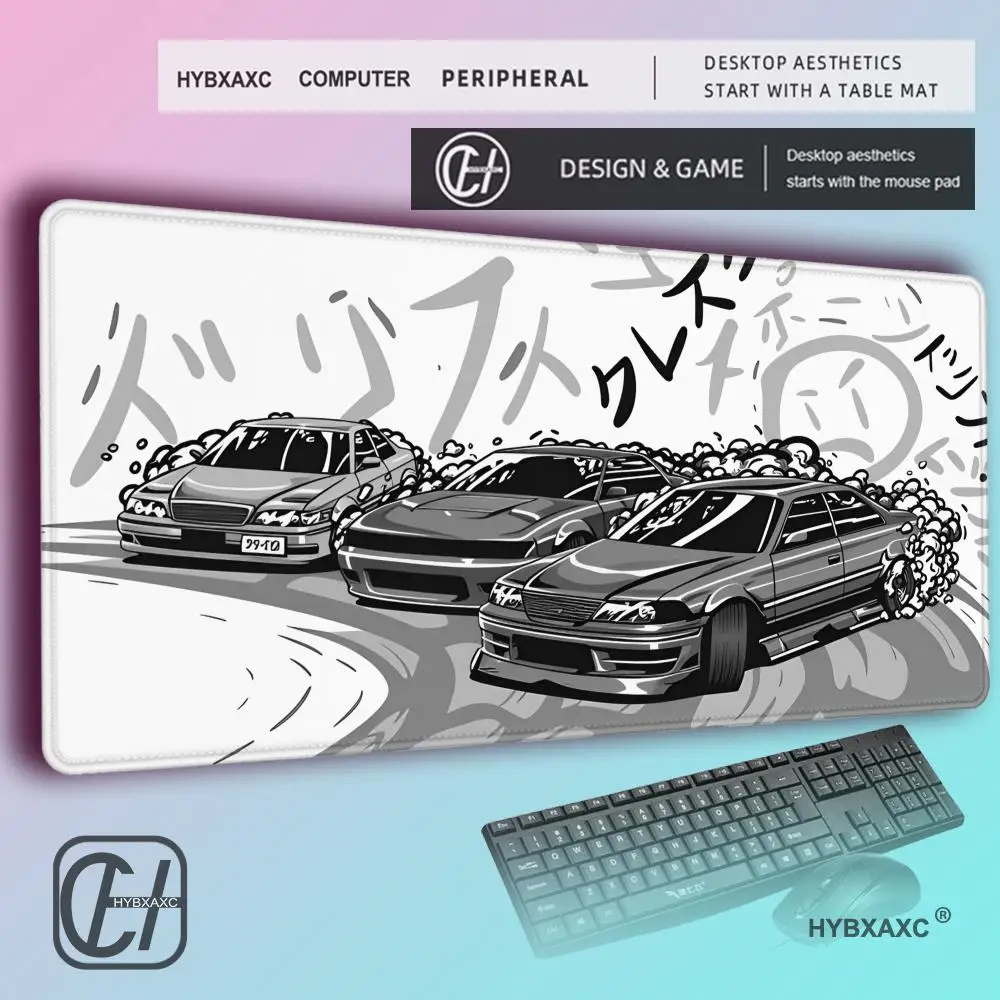 HYBXAXC Drifting Cars Mouse Pad Computer  Desk Mat Rubber Non-Slip Perfect Unique for Friends Teens Girlfriend Boyfriend Workers