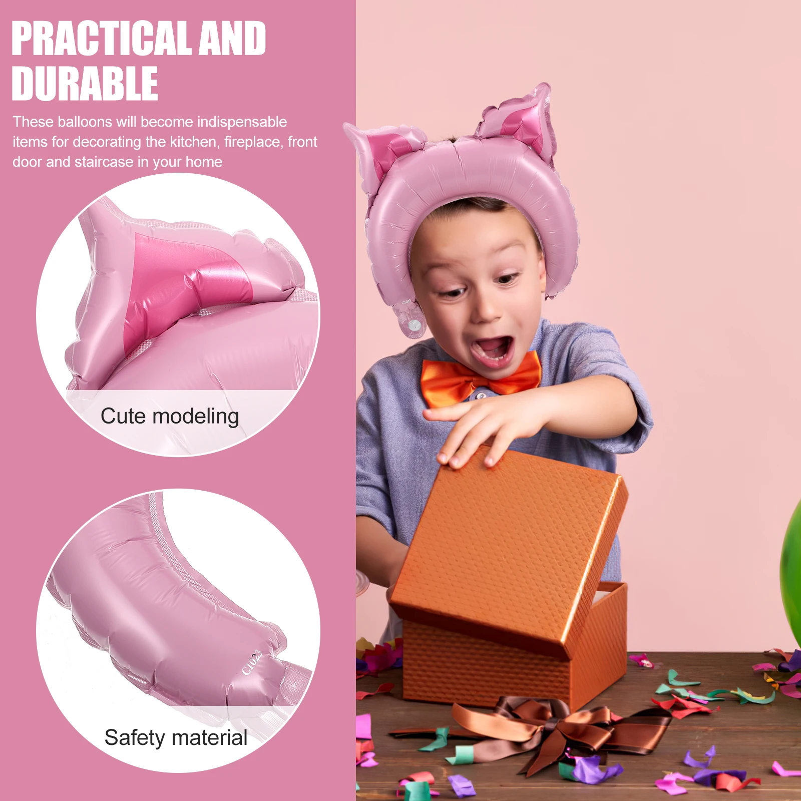 

50Pcs Pink Pig Cartoon Animals Balloon Headbands Creative Party Hair Hoops Balloon Decor Safe Material for Home Bar