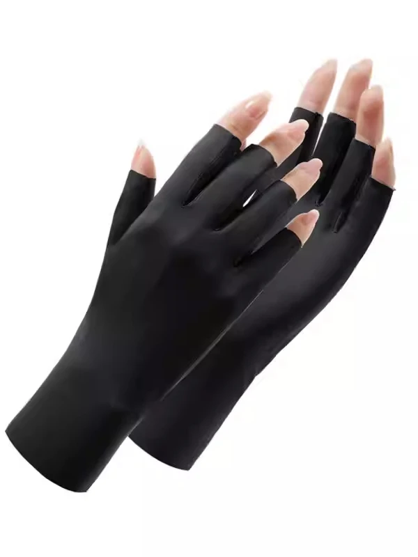Ice Silk Sun Protection Gloves Thin Semi-Fingered Tea Picking Nail Art Friendly Breathable Lightweight Gloves for Cycling And...