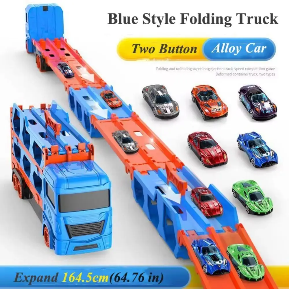 Dual-mode Car Transporter Truck Toys Expand-length Swallowing Slide Truck Transformed Toy Portable with Handle