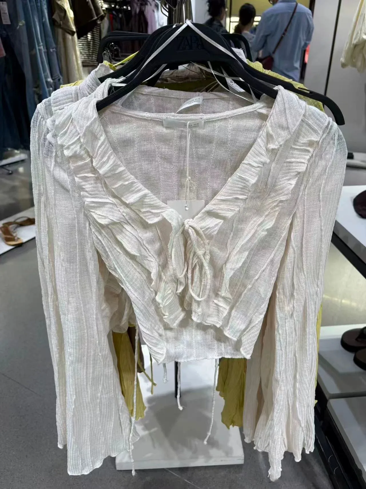 

Женская модная короткая рубашка в сладко-остром стиле с узлом, новинка весна-лето, V-образный вырез, длинный рукав, полиэстер