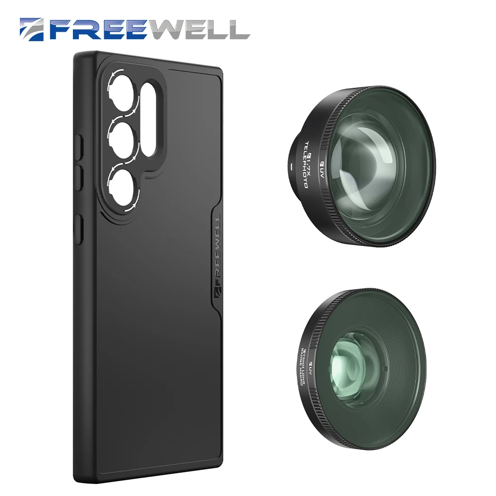 Freewell Samsung Pro Kit عدسة ماكرو طويلة المدى و1.7x Telephoto Len متوافقة مع S24 Ultra/S23 Ultra ملحقات التصوير الفوتوغرافي