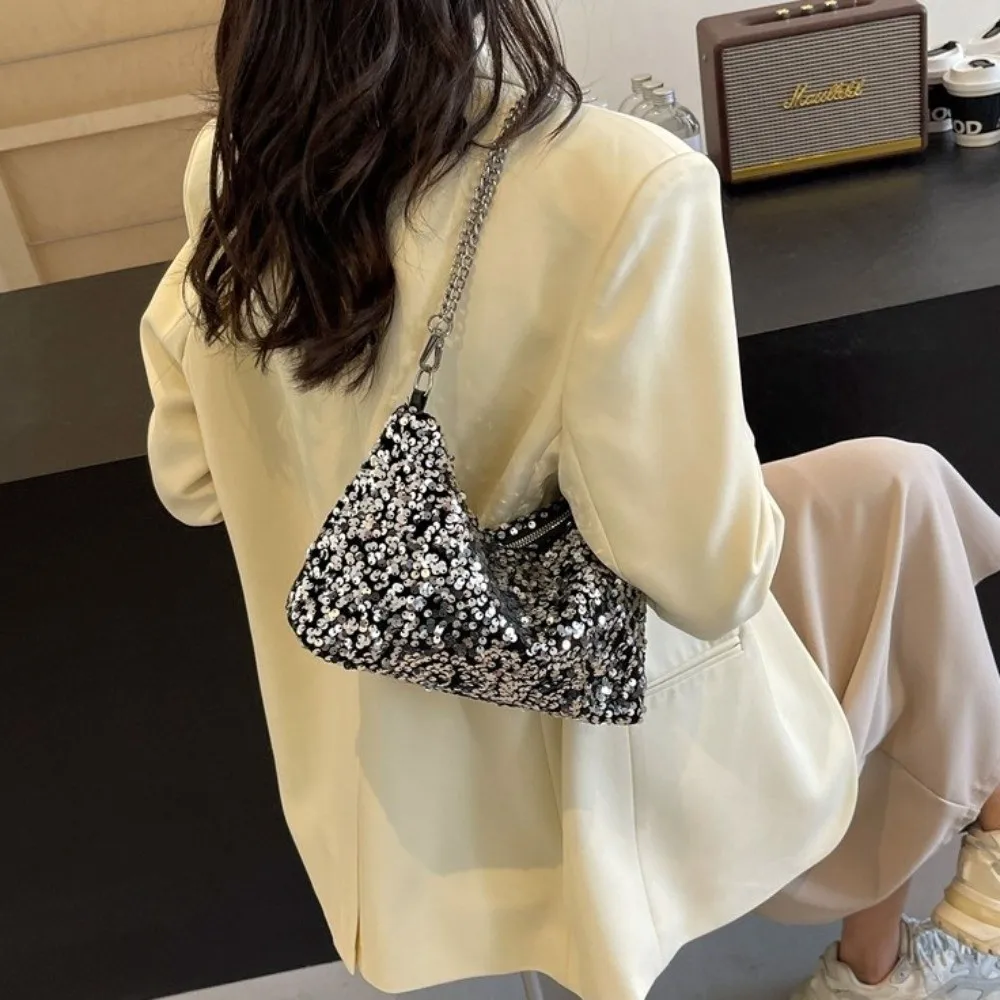 Fashion Handbags Bling Shoulder Bag Chain Strap Sequins Glitter Underarm Bag Korean Style Tote Bag Women