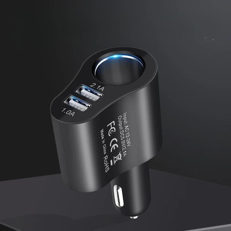 3.1A Dual USB 3 in 1 Car Charger 3 Ports 12-24V Cigarette Socket Lighter Fast Car Charger Power Adapter Car Styling