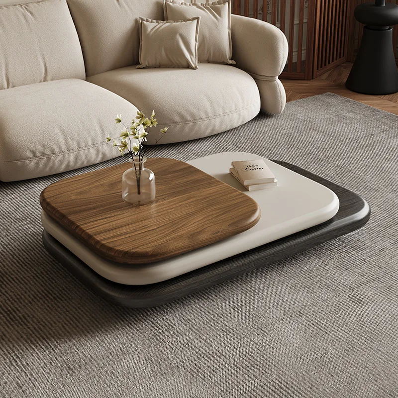 Italian simple rotatable coffee table living room light luxury high sense creative multi-shaped coffee table combination