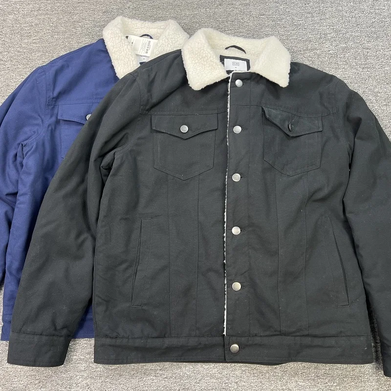 

Autumn Winter Lightweight Cotton Work Jaet Lamb Velvet Collar Multi-ket Casual Warm Long Sve Youth Faion Button Clo...