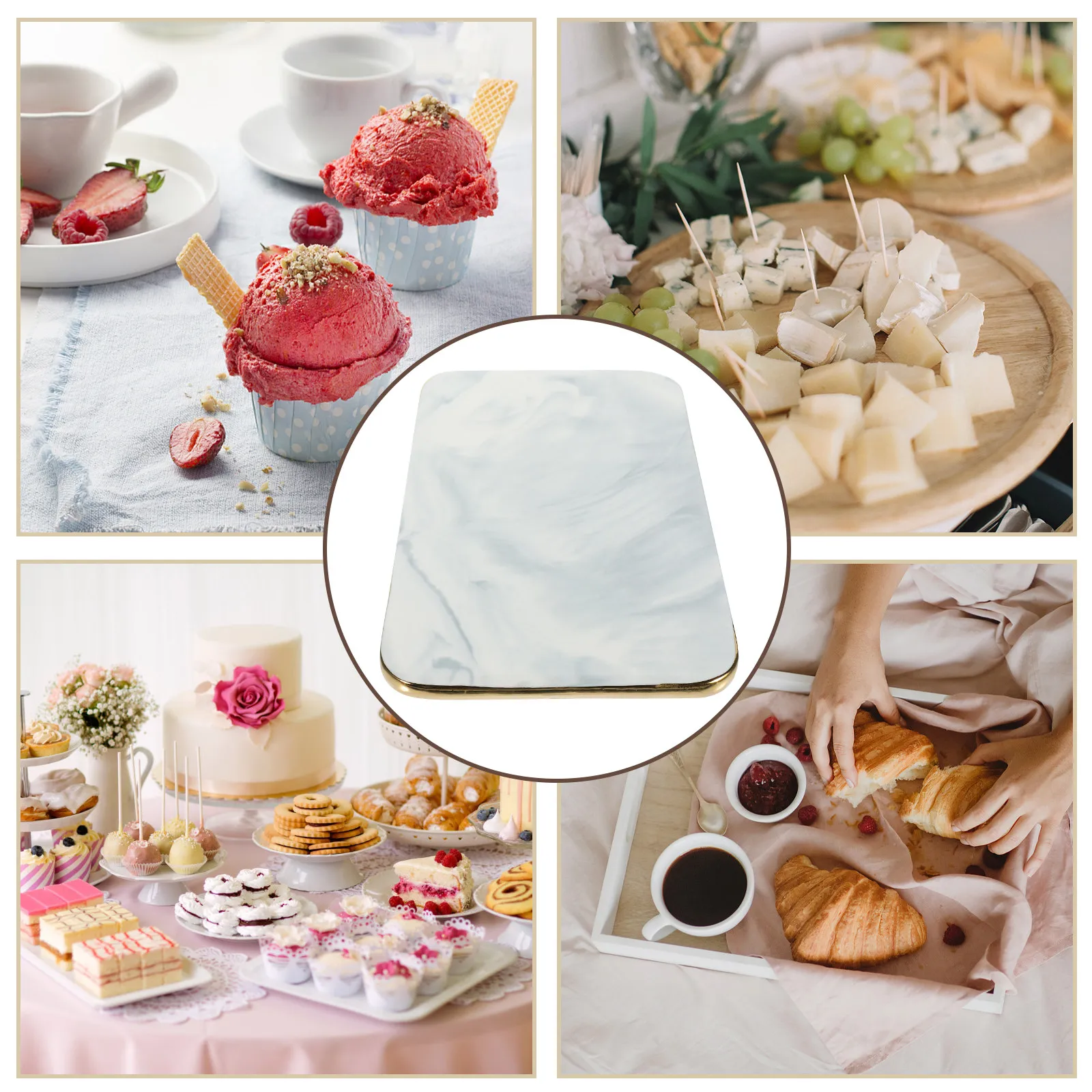 大理石模様のセラミック製トレイ。上品で多機能。キッチン用、果 - Marble Serving Board のレビューと価格