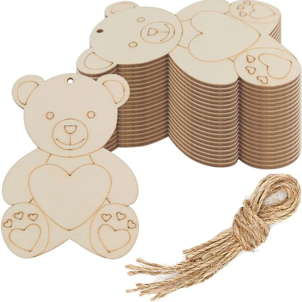 10 pz cartone orso di legno pendenti appesi pittura fai da te regali per la casa orso decorazioni per feste regali per bambini forniture per